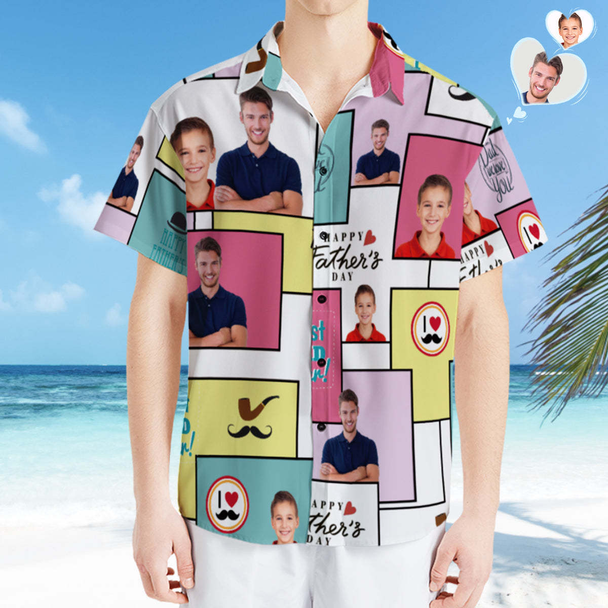 Custom Photo Hawaiian Shirt Personalised Face Hawaiian Shirt Gift Father's Day Gift