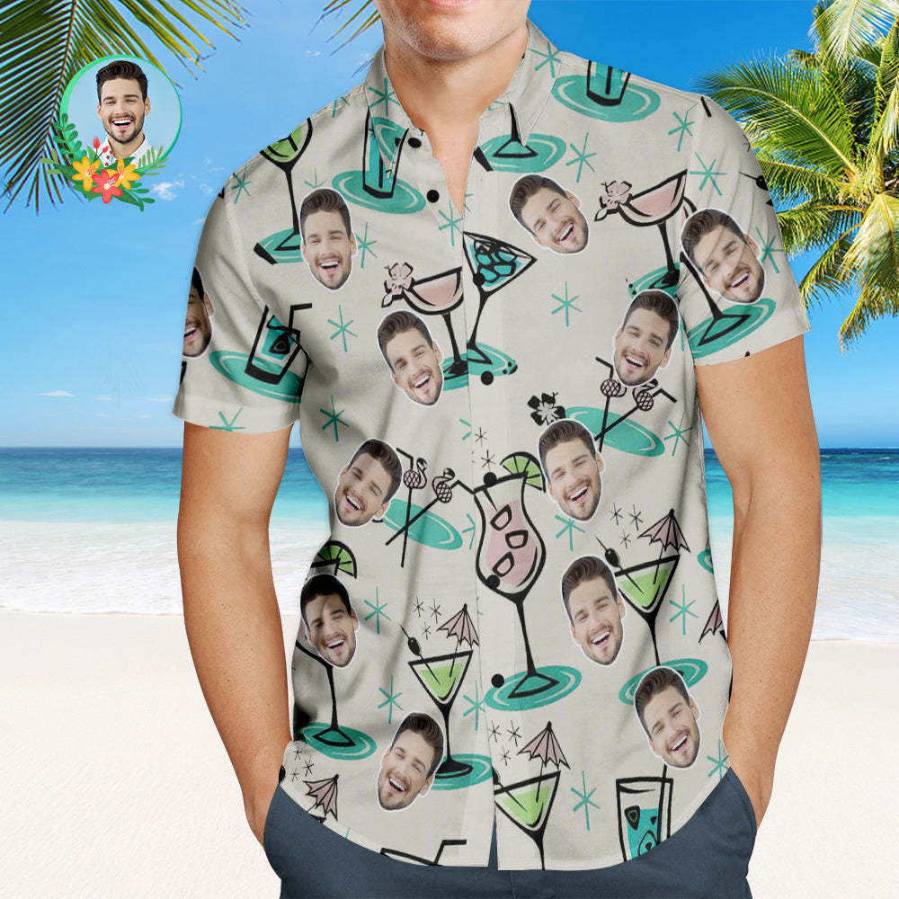 Custom Cocktail Party Hawaiian Shirt Personalized Face Shirt - MyFaceSocksAu
