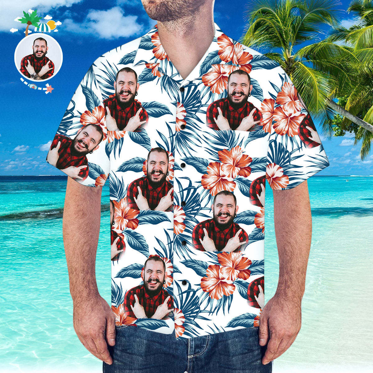 Custom Hawaiian Shirt with Girlfriend Face Personalized Beach Hawaiian Shirt - MyFaceSocksEU