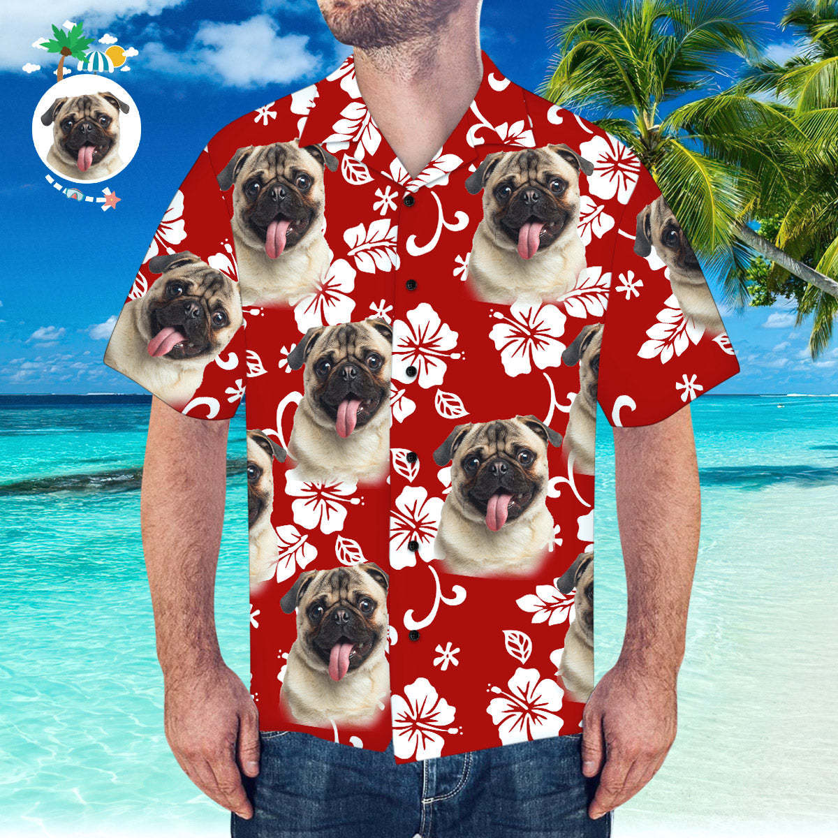 Custom Hawaiian Shirt with Husband Face Personalised Short-Sleeve Hawaiian Shirt - MyFaceSocksAu
