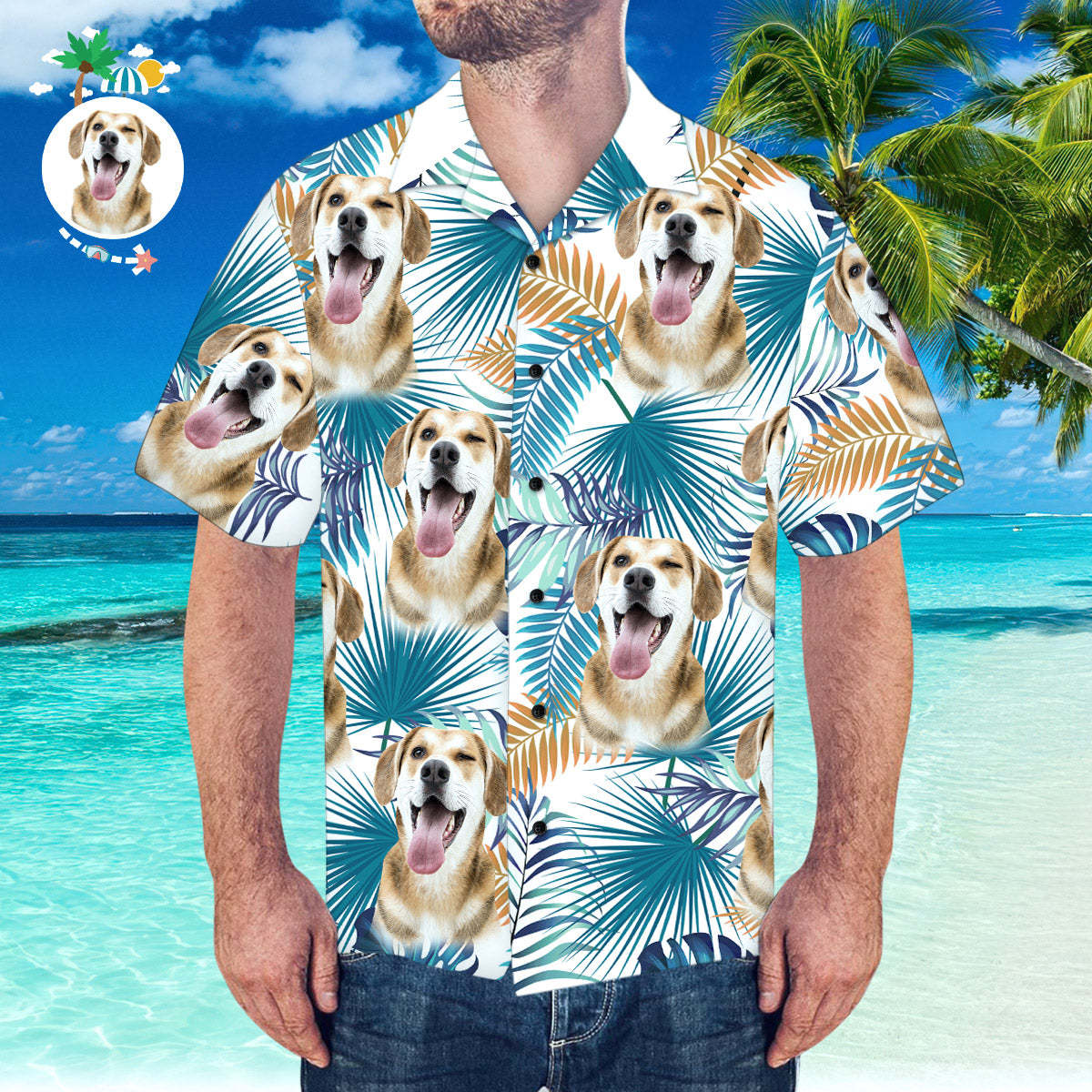 Custom Face Hawaiian Shirt Summer Beach Hawaiian Shirt Custom Shirt with Boyfriends Face - MyFaceSocksAu