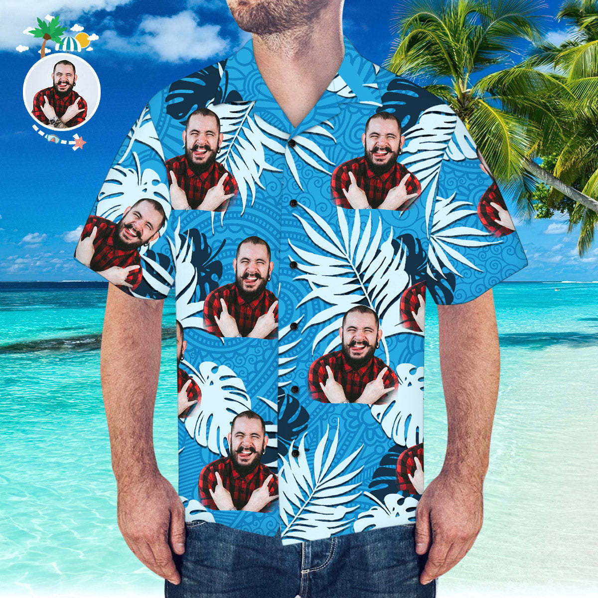 Custom Face Hawaiian Shirt Personalised Hawaiian Shirt Summer Beach Hawaiian Shirt - MyFaceSocksAu