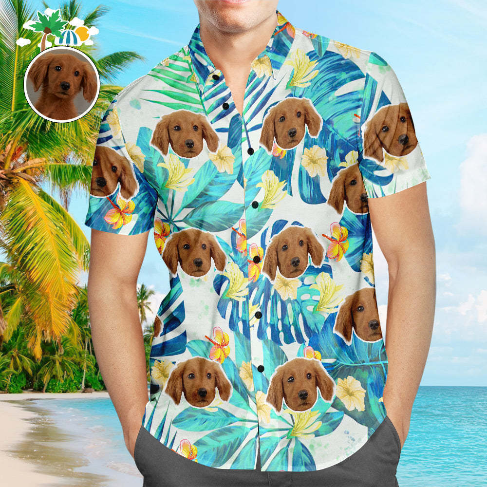 Custom Face Hawaiian Shirt Vintage Flower Plant Men's Popular All Over Print Hawaiian Beach Shirt Holiday Gift - MyFaceSocksAu