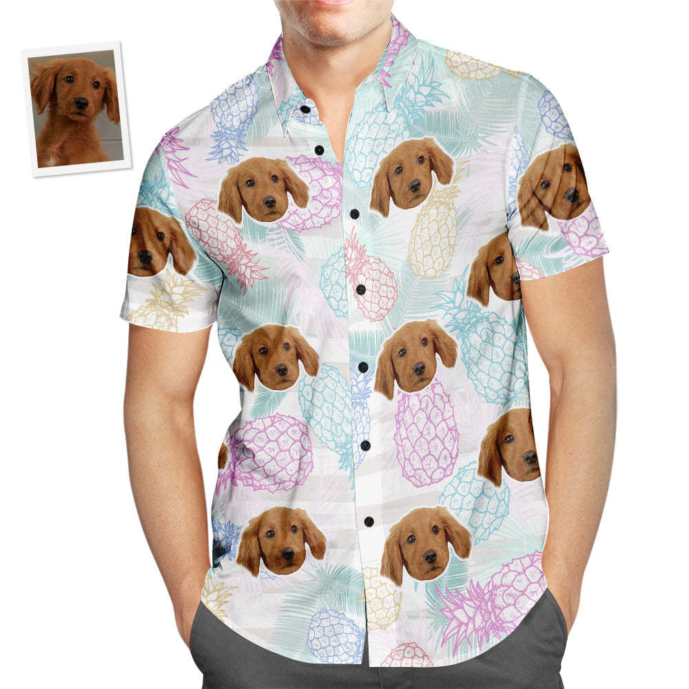 Custom Face Hawaiian Shirt Pineapple Design Men's Popular All Over Print Hawaiian Beach Shirt Holiday Gift - MyFaceSocksAu