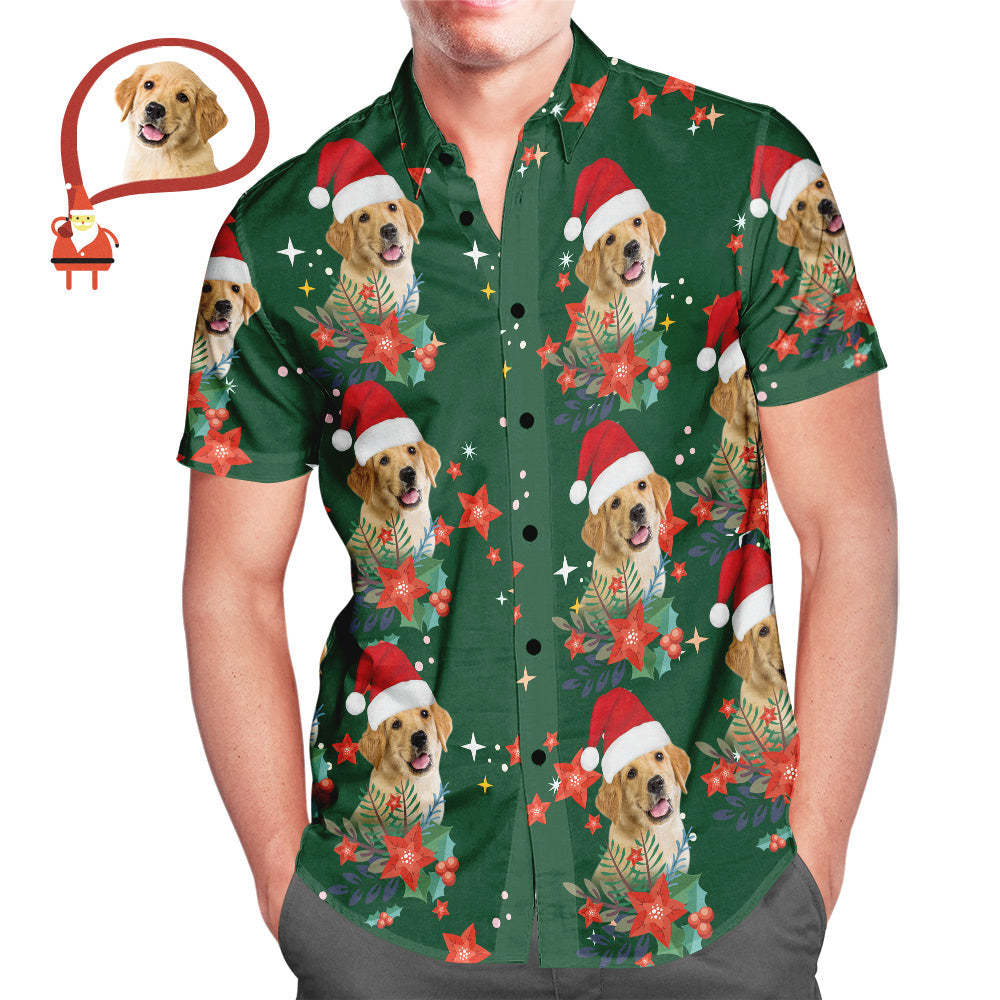 Men's Custom Photo Christmas Hawaiian Shirts Christmas Gift for Pet Lovers - MyFaceSocksAu