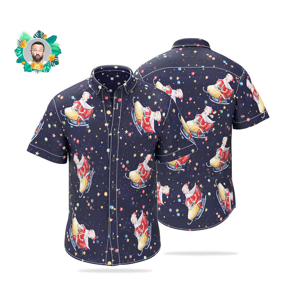 Custom Face Hawaiian Shirt Personalized Santa Claus Funny Christmas Shirts For Men - MyFaceSocksAu