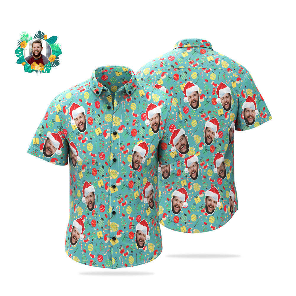 Custom Face Hawaiian Shirt Personalized Photo Christmas Shirts Funny Gift For Men - MyFaceSocksAu