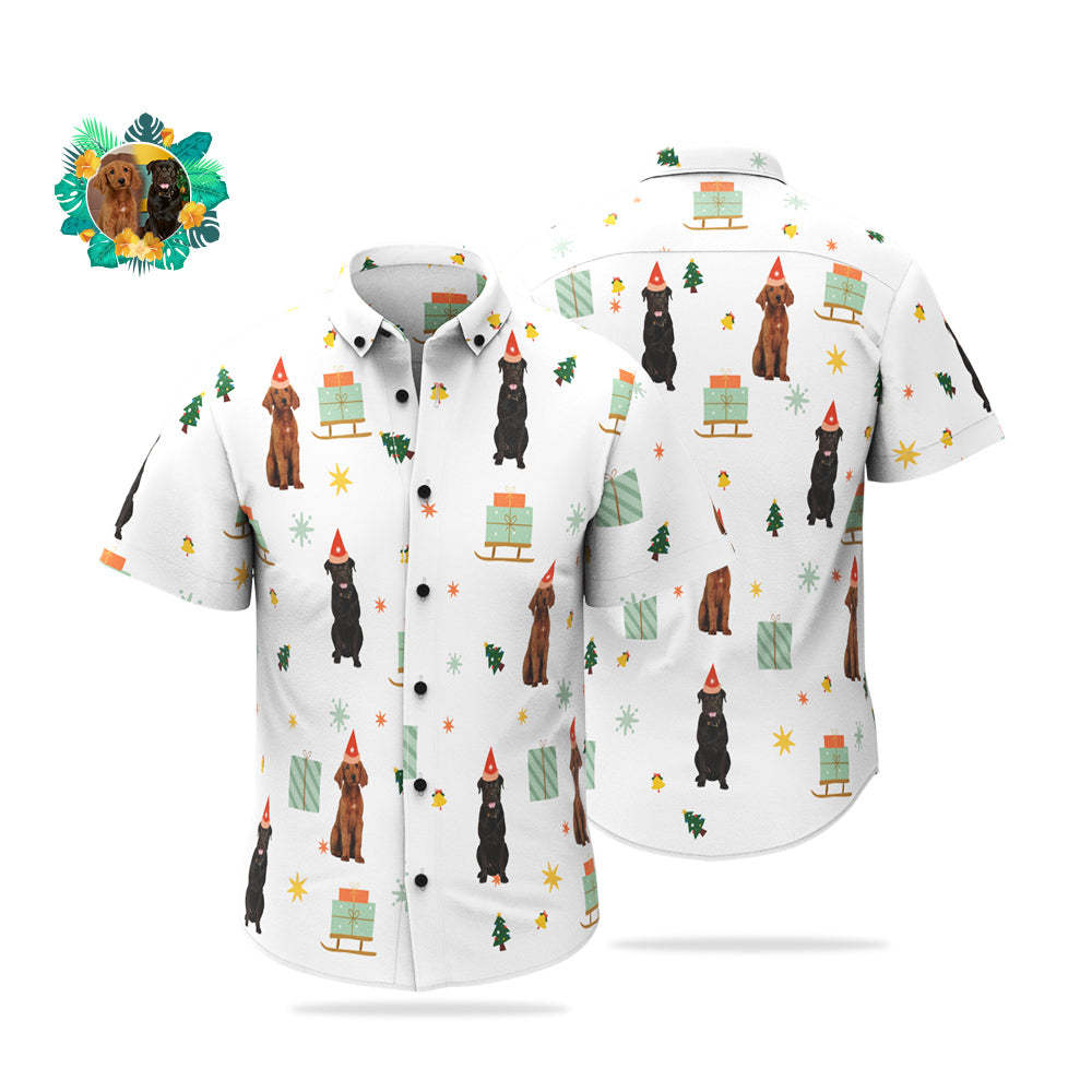Custom Face Hawaiian Shirt Funny Pet's Photo Christmas Shirt Gift For Men - MyFaceSocksAu