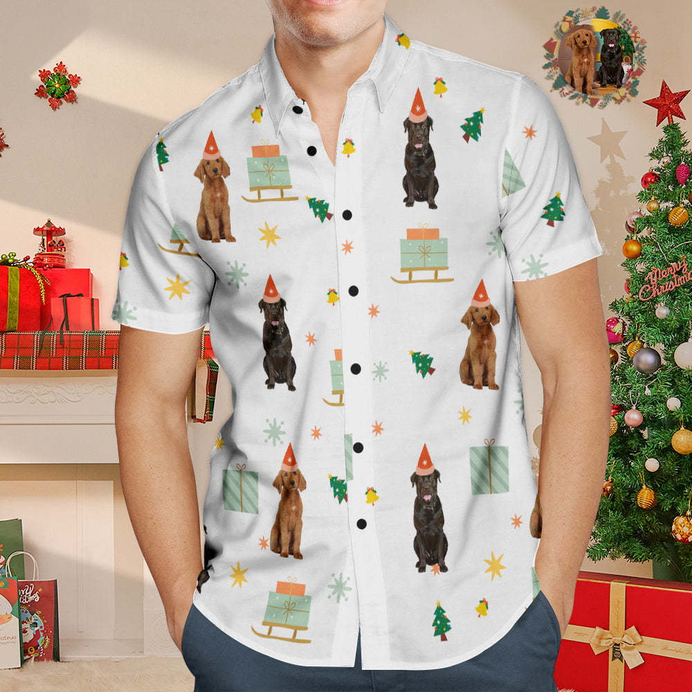 Custom Face Hawaiian Shirt Funny Pet's Photo Christmas Shirt Gift For Men - MyFaceSocksAu