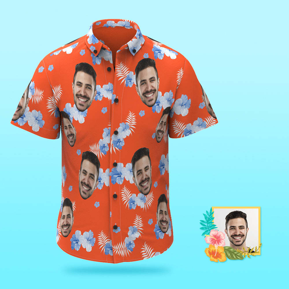 Custom Photo Hawaiian Shirt Beach Vacation Men's Popular All Over Print Hawaiian Beach Shirt Holiday Gift - MyFaceSocksAu