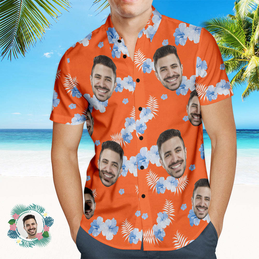 Custom Photo Hawaiian Shirt Beach Vacation Couple Wears Popular All Over Print Hawaiian Beach Shirt Holiday Gift 
