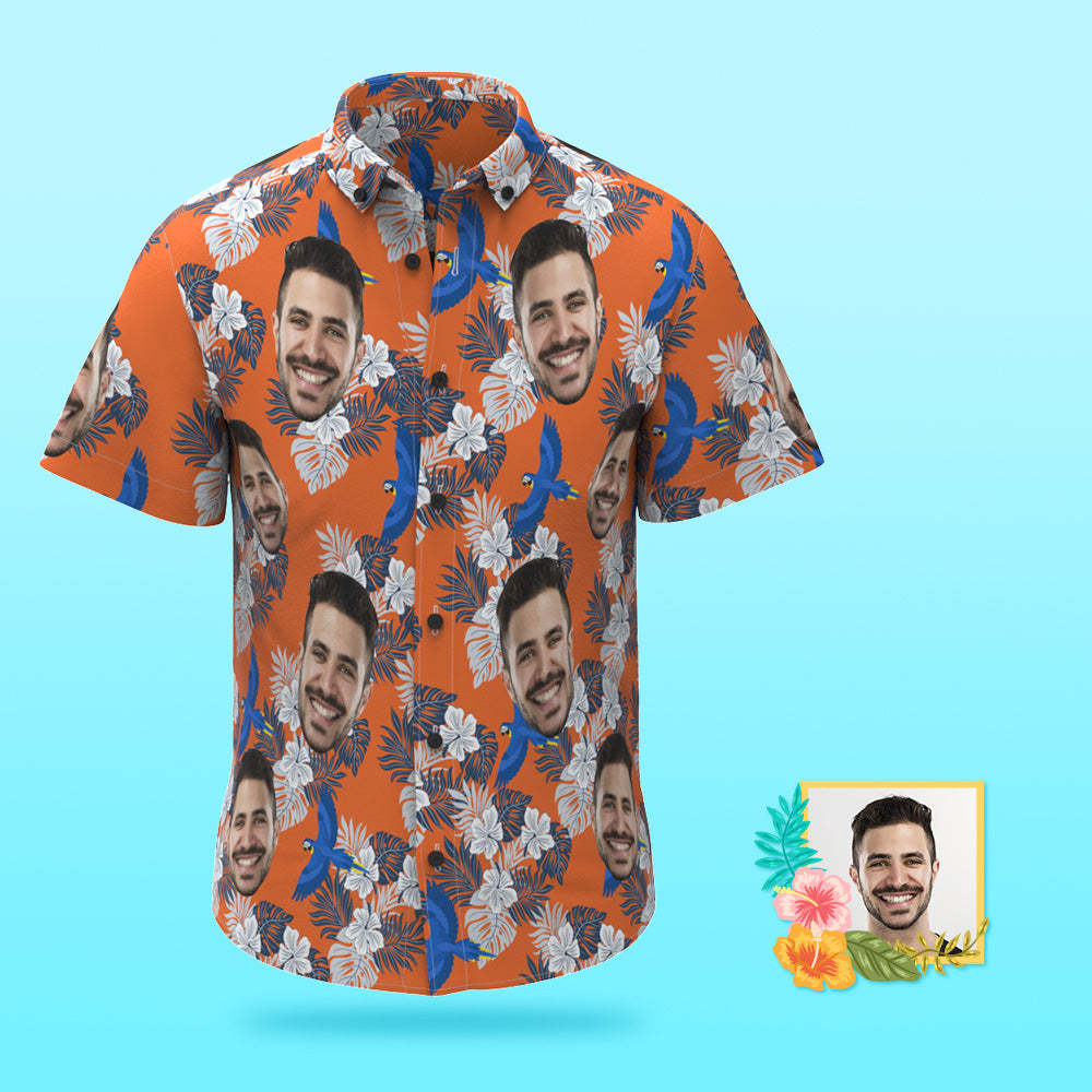 Custom Photo Hawaiian Shirt Beach Vacation Men's Popular All Over Print Hawaiian Beach Shirt Holiday Gift Bird - MyFaceSocksAu