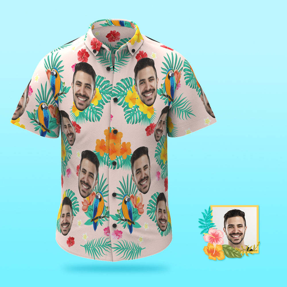 Custom Photo Hawaiian Shirt Beach Vacation Couple Wears Popular All Over Print Hawaiian Beach Shirt Holiday Gift