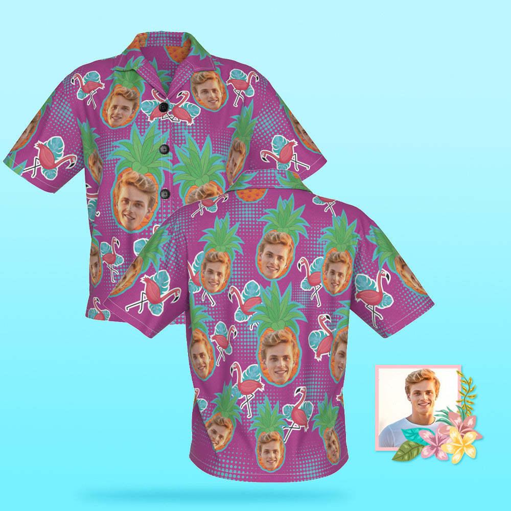 Custom Photo Hawaiian Shirt Beach Vacation Women's Popular All Over Print Hawaiian Beach Shirt Flamingo - MyFaceSocksAu