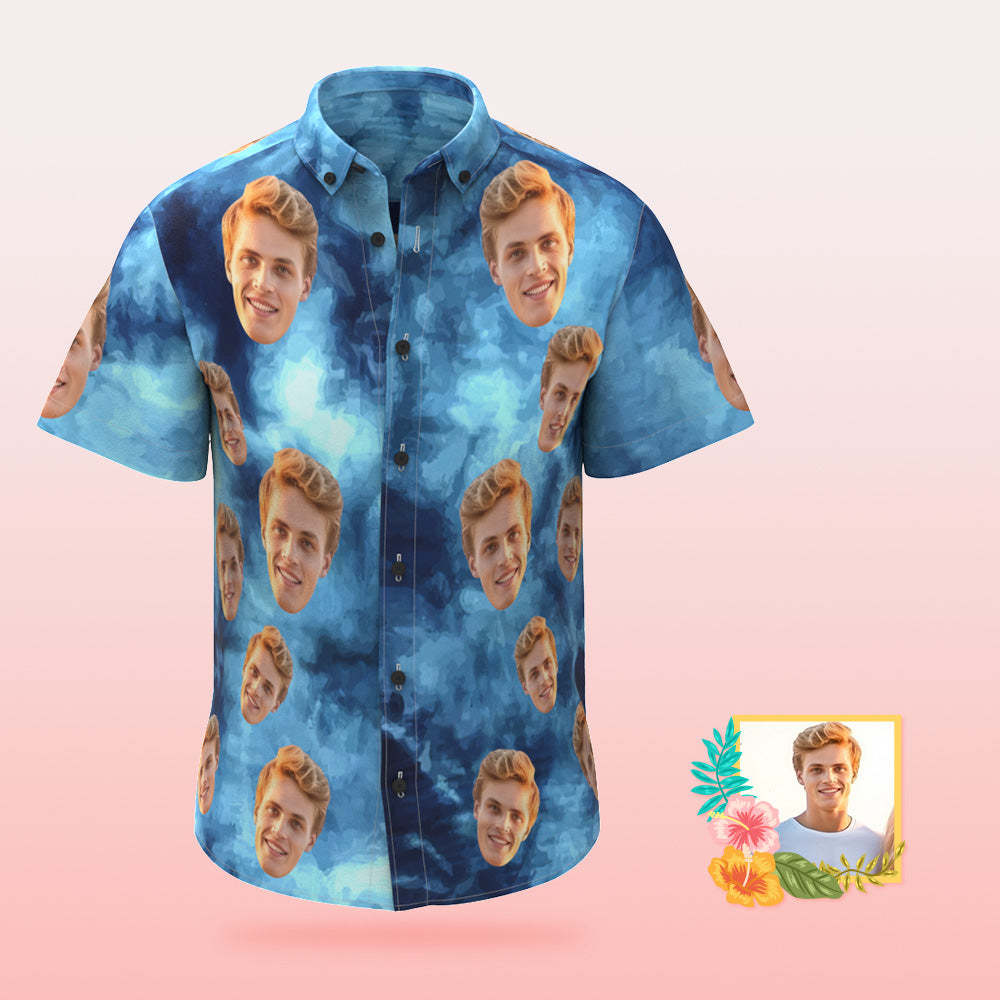 Custom Photo Hawaiian Shirt Beach Vacation Men's Popular All Over Print Hawaiian Beach Shirt Holiday Gift Tie Dye Style - MyFaceSocksAu