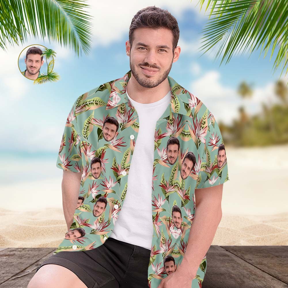 Custom Face Hawaiian Shirt Men's All Over Print Aloha Shirt Gift - Retro Style - MyFaceSocksAu