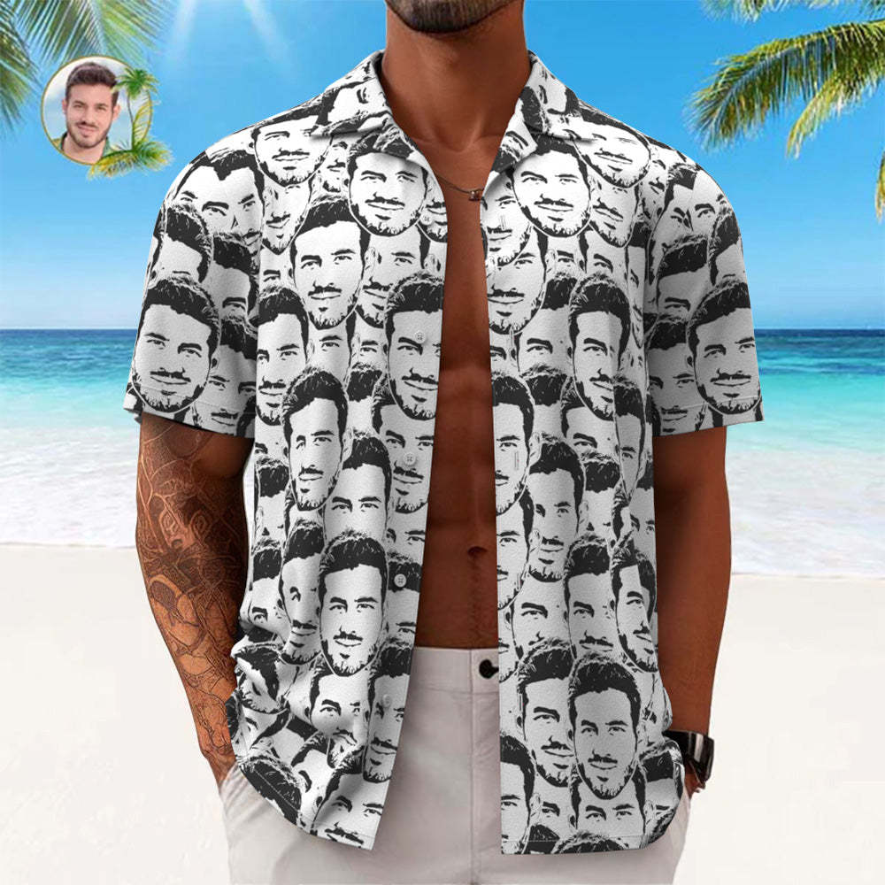 Custom Face Hawaiian Shirt Men's All Over Print Aloha Shirt Gift - Comic Style Mash Face