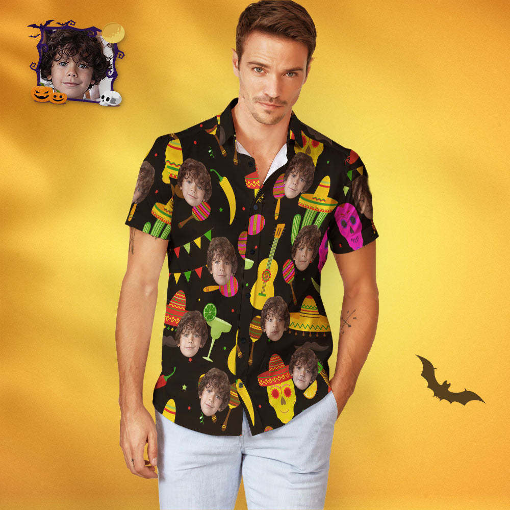 Custom Face Halloween Hawaiian Shirt Men's Halloween Party Personalized Hawaiian Shirt - MyFaceSocksAu