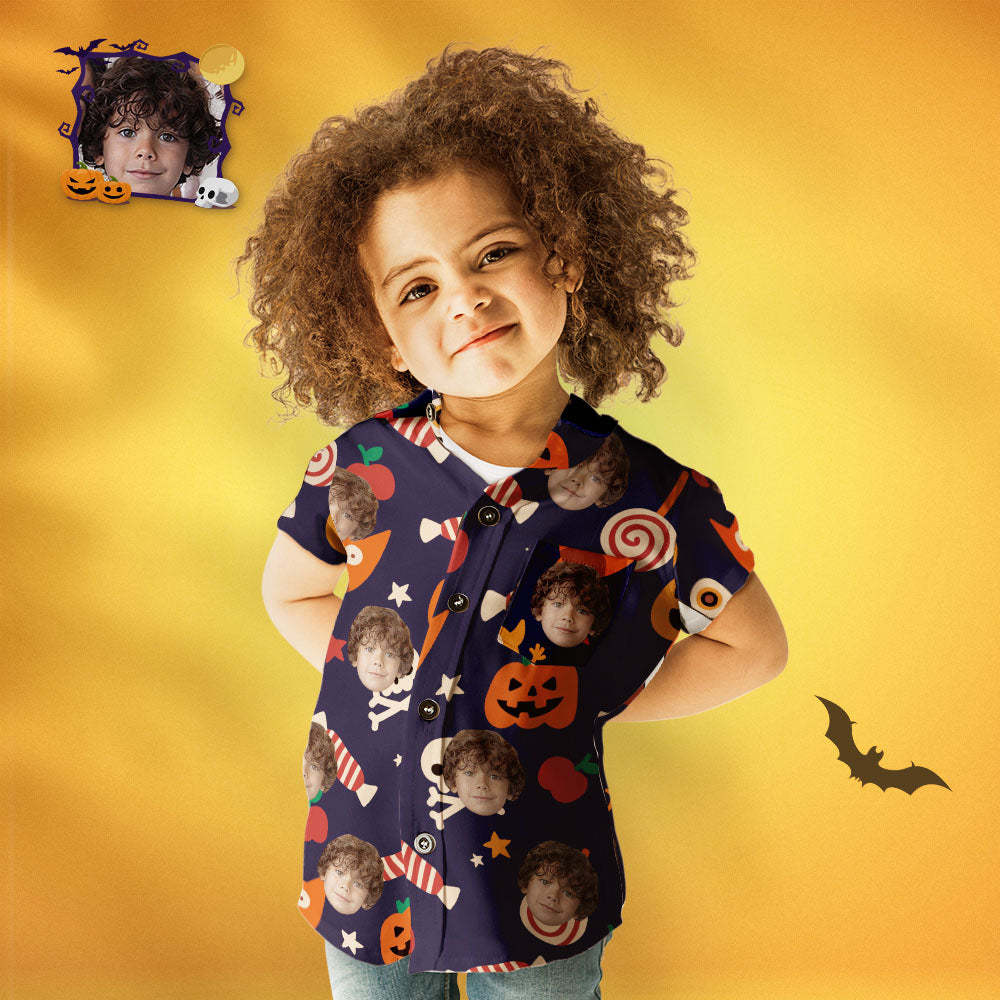 Kid's Custom Face Hawaiian Shirt Funny Halloween Party Personalized Hawaiian Shirt - MyFaceSocksAu