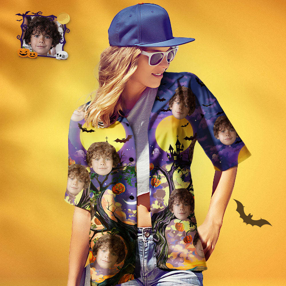 Women's Custom Face Halloween Style Personalized Hawaiian Shirt - MyFaceSocksAu