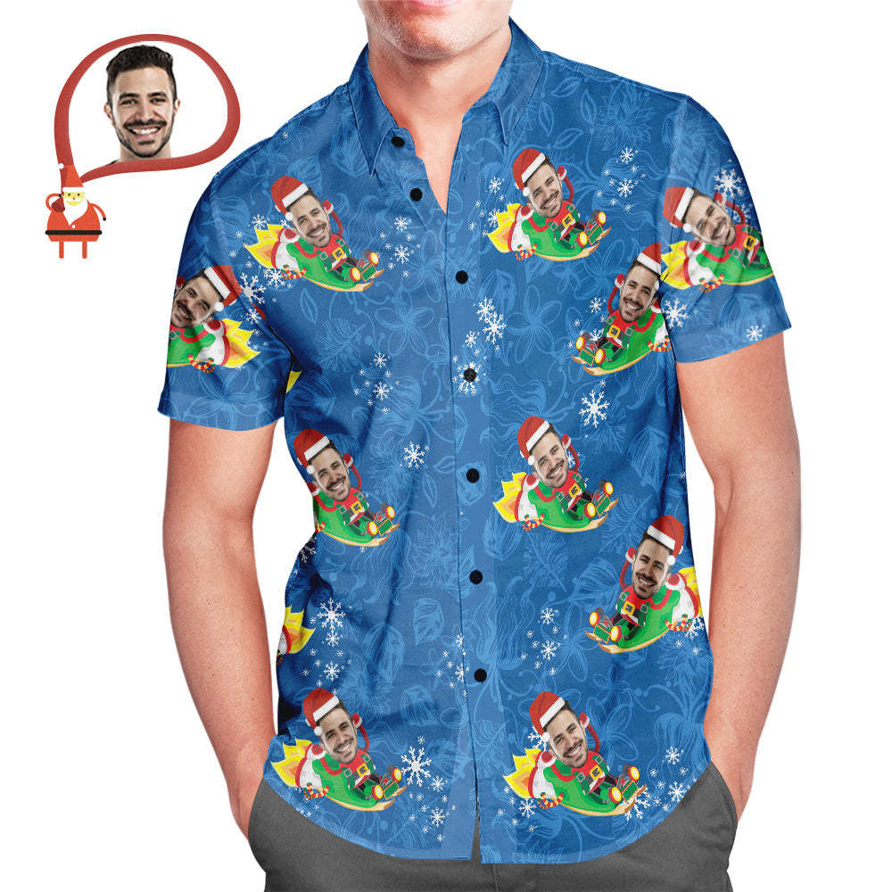 Men's Custom Face Hawaiian Shirt Funny Santa Claus Hawaiian Shirt Christmas Gift - MyFaceSocksAu