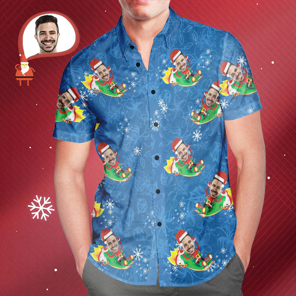 Men's Custom Face Hawaiian Shirt Funny Santa Claus Hawaiian Shirt Christmas Gift - MyFaceSocksAu