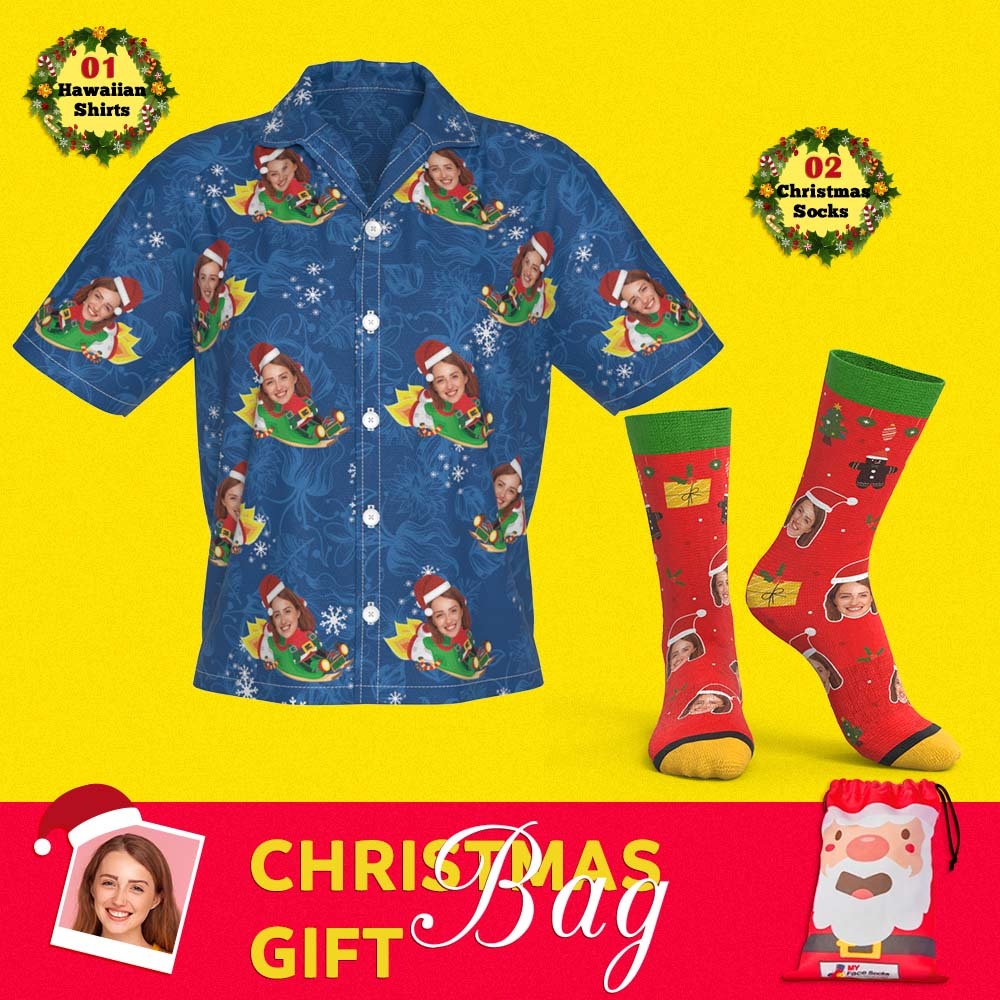Custom Face Christmas Pool Party Hawaiian Shirt Women's Personalised Christmas Gift - MyFaceSocks