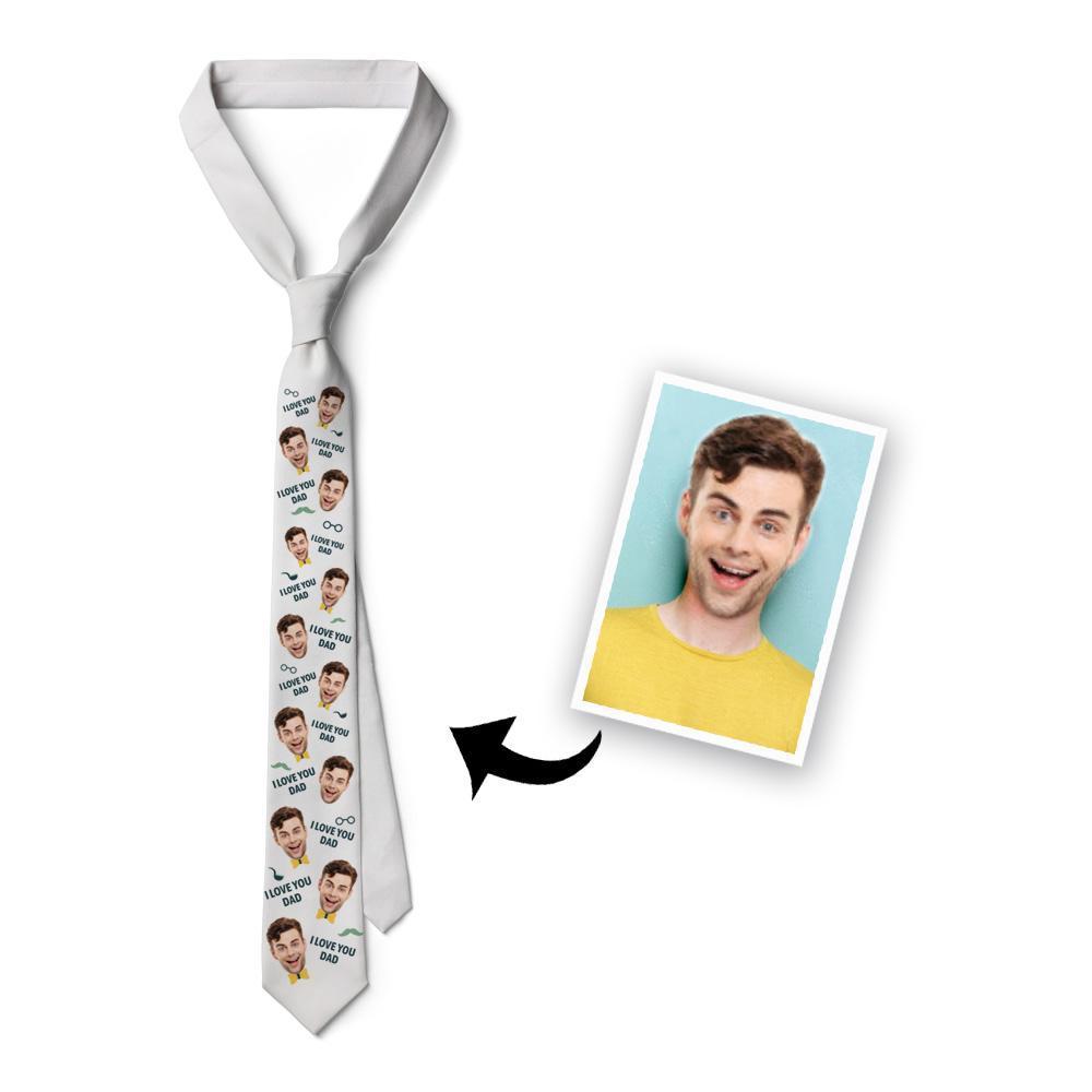 Custom Face On White Necktie I Love You Dad - MyFaceSocksAu