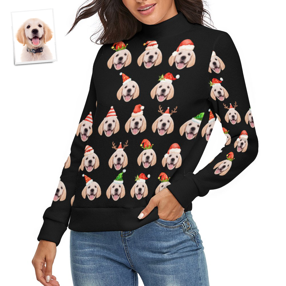 Custom Face Women Christmas Pet Theme Sweater Spandex Comfortable - MyFaceSocksAu