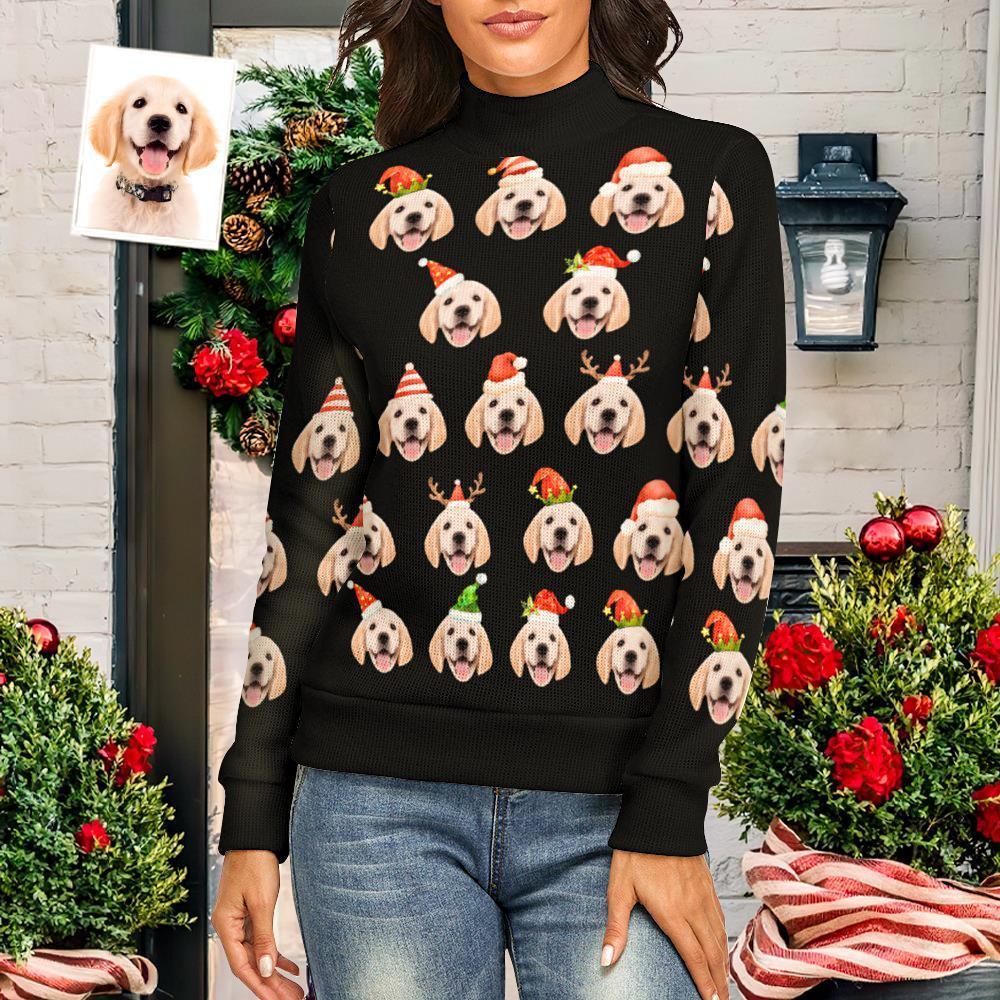 Custom Face Women Christmas Pet Theme Sweater Spandex Comfortable - MyFaceSocksAu