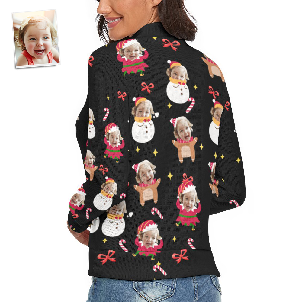 Custom Face Women Christmas Sweater Lively And lovely Spandex Comfortable - MyFaceSocksAu