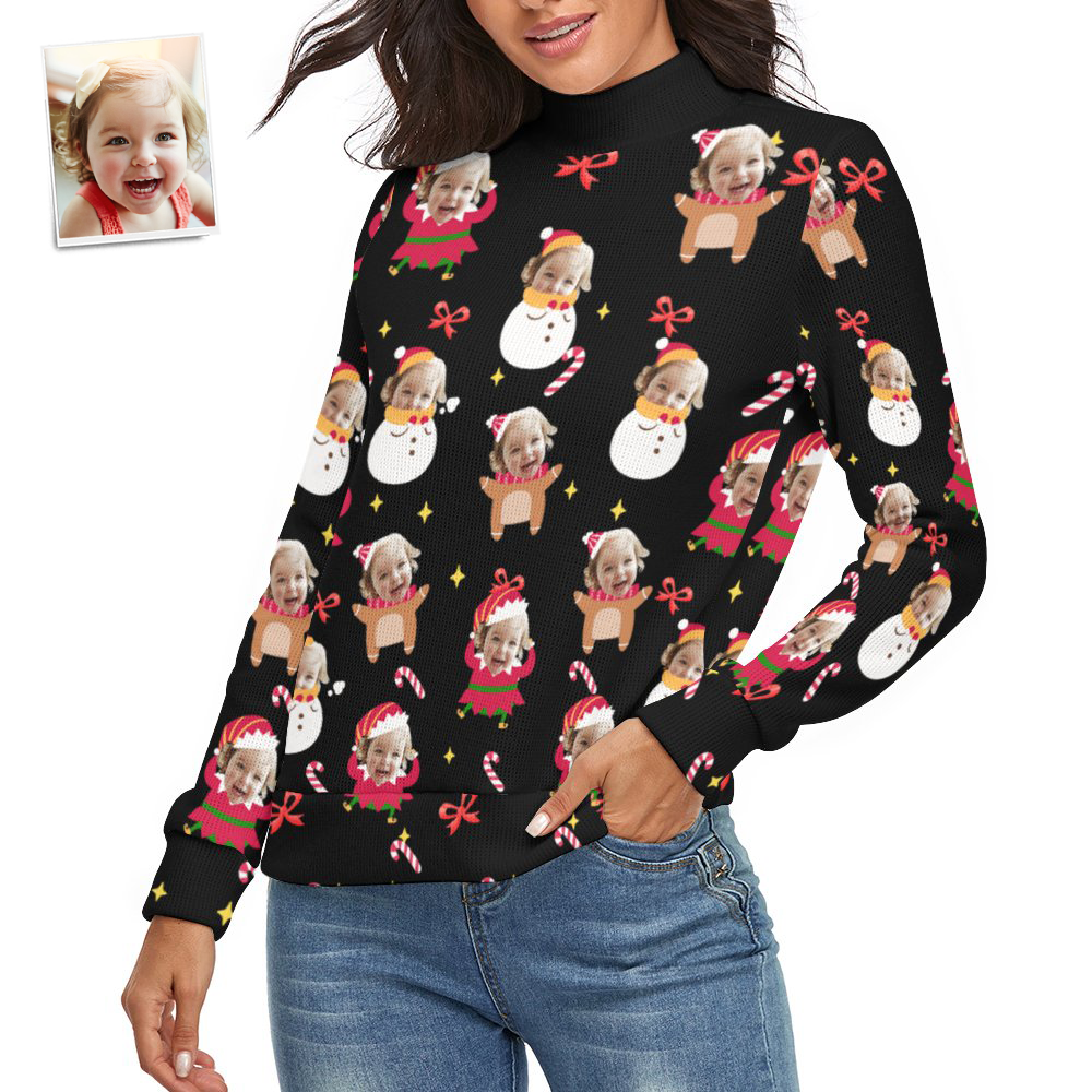 Custom Face Women Christmas Sweater Lively And lovely Spandex Comfortable - MyFaceSocksAu