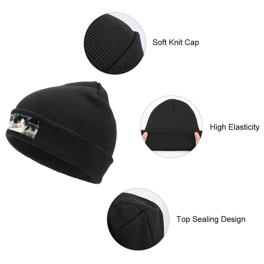 Custom Knit Hat Personalized Unisex Winter Photo Hats Custom Beanie Hats Christmas Gift - MyFaceSocksAu