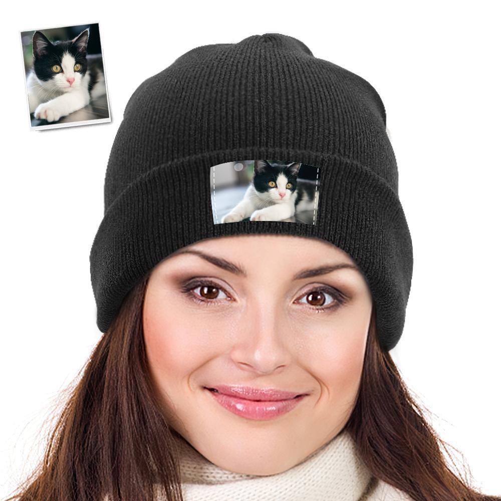 Custom Knit Hat Personalized Unisex Photo Beanie Hats Christmas Gift for Lover - MyFaceSocksAu