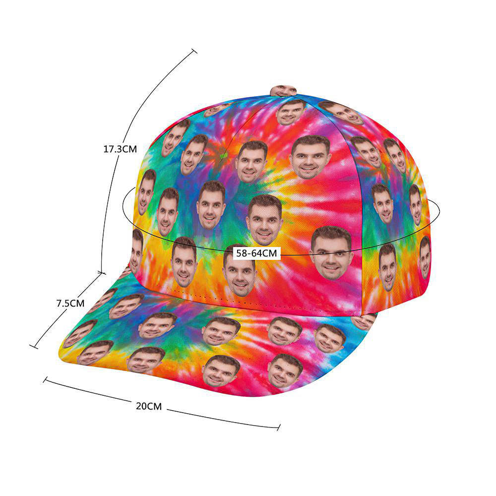 Custom Cap Personalised Face Baseball Caps Adults Unisex Printed Fashion Caps Gift - Tie Dye - MyFaceSocksAu