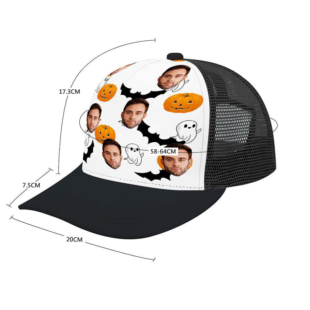 Custom Cap Personalised Face Baseball Caps Adults Unisex Printed Fashion Caps Gift - Pumpkins and Ghosts - MyFaceSocksAu