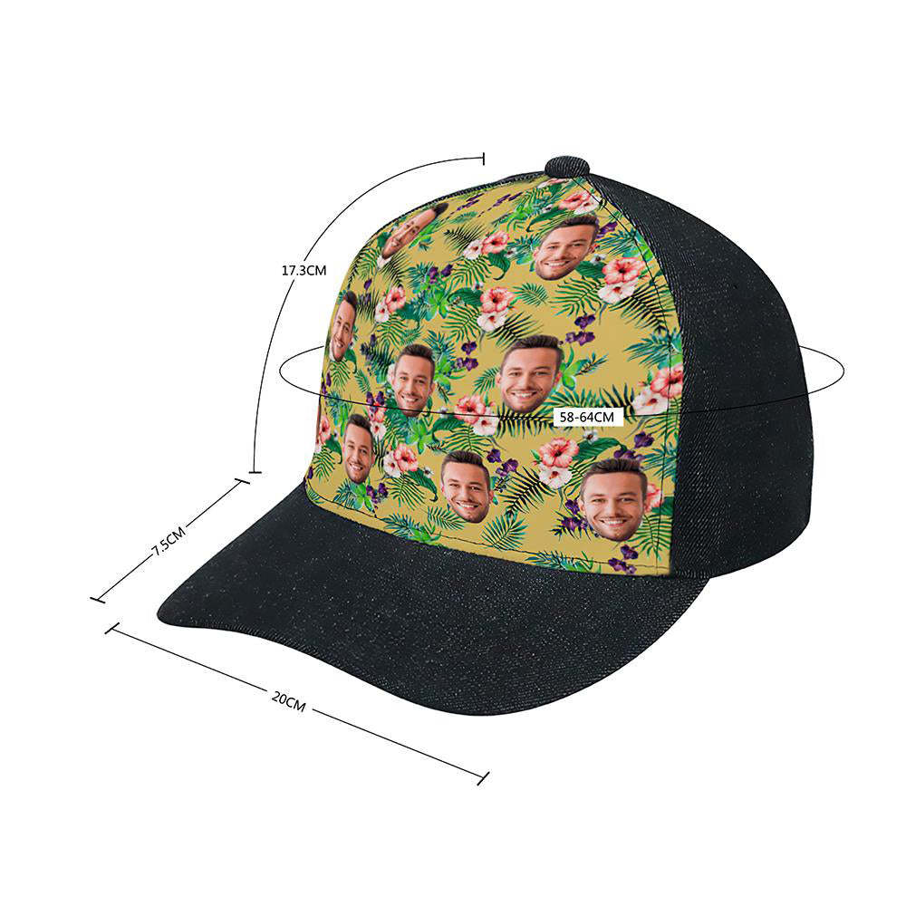 Custom Cap Personalised Face Baseball Caps Adults Unisex Printed Fashion Caps Gift - Hawaiian Style - MyFaceSocksAu