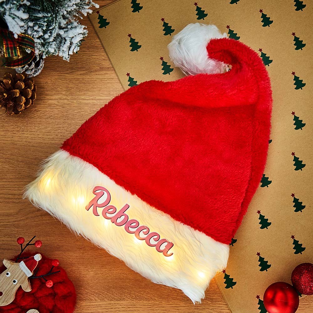 Custom Name Illuminated Christmas Hat Unique Light Up Hat For Christmas Day - MyFaceSocksAu
