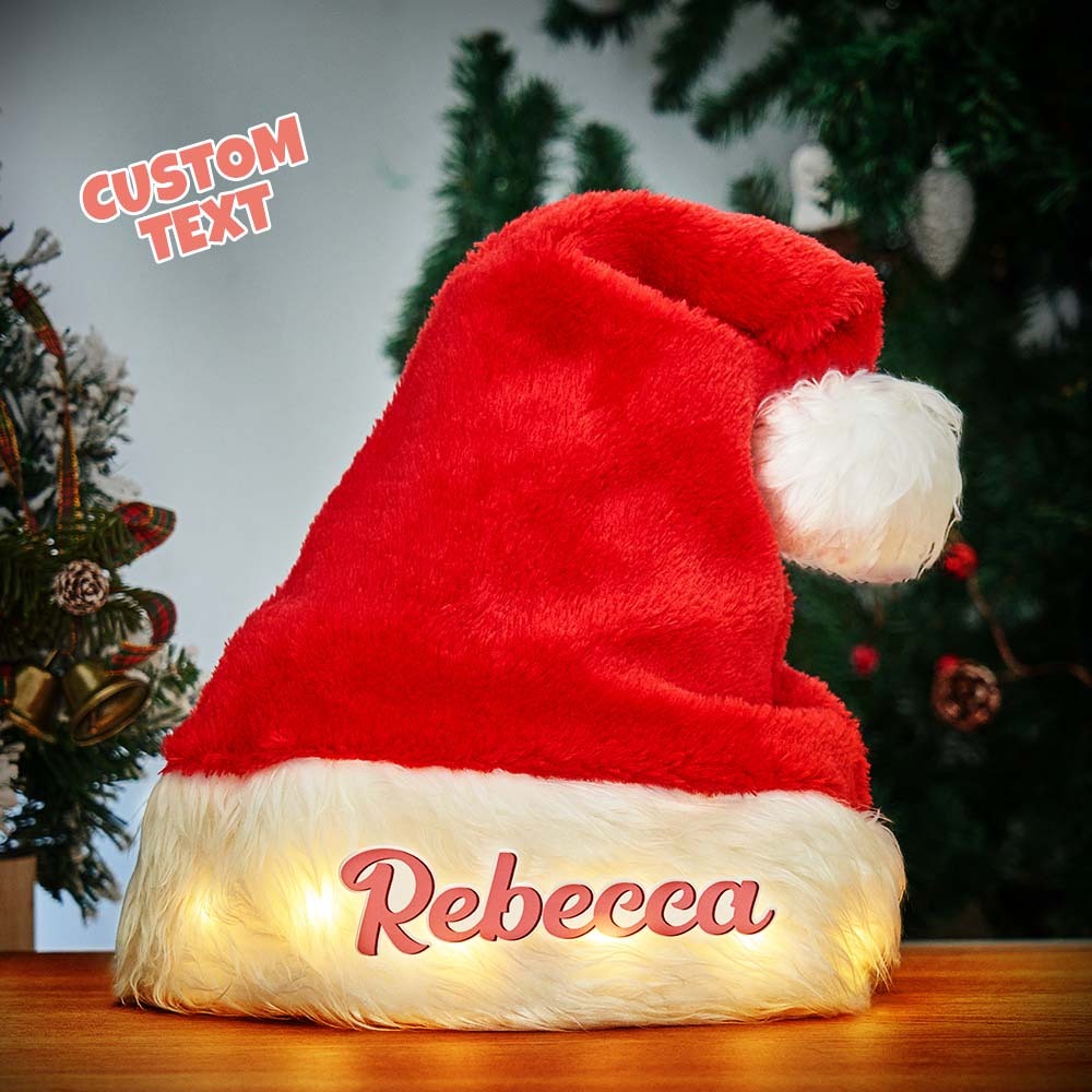 Custom Name Illuminated Christmas Hat Unique Light Up Hat For Christmas Day - MyFaceSocksAu