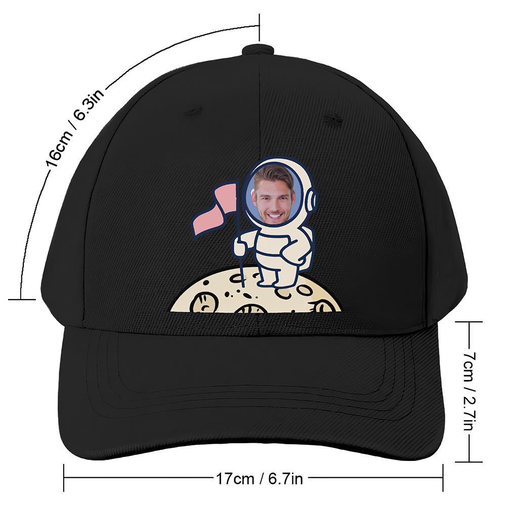 Custom Cap Personalised Face Baseball Caps Adults Unisex Printed Fashion Caps Gift - Astronaut on the Moon - MyFaceSocksAu