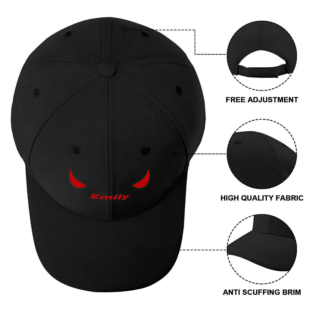 Custom Cap Personalised Baseball Caps with Text Adults Unisex Printed Fashion Caps Gift - Devil Horns - MyFaceSocksAu