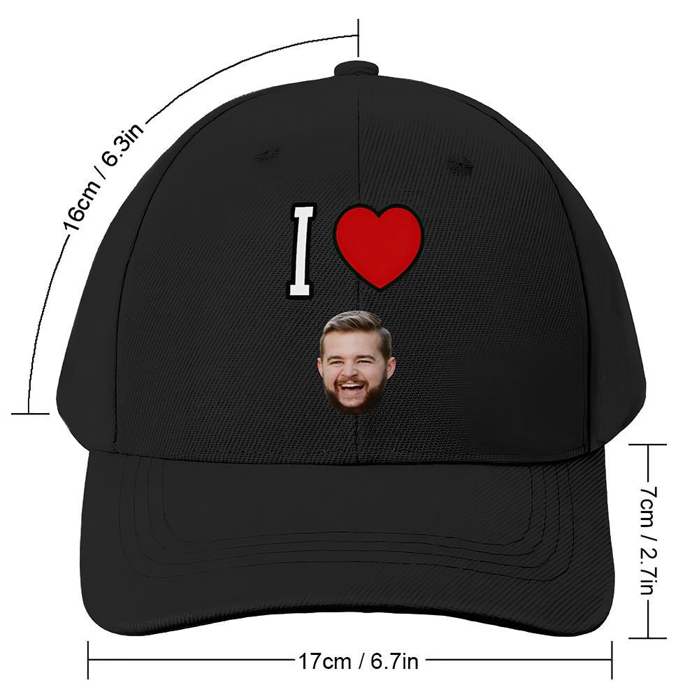 Custom Cap Personalised Face Baseball Caps Adults Unisex Printed Fashion Caps Gift - I Love - MyFaceSocksAu