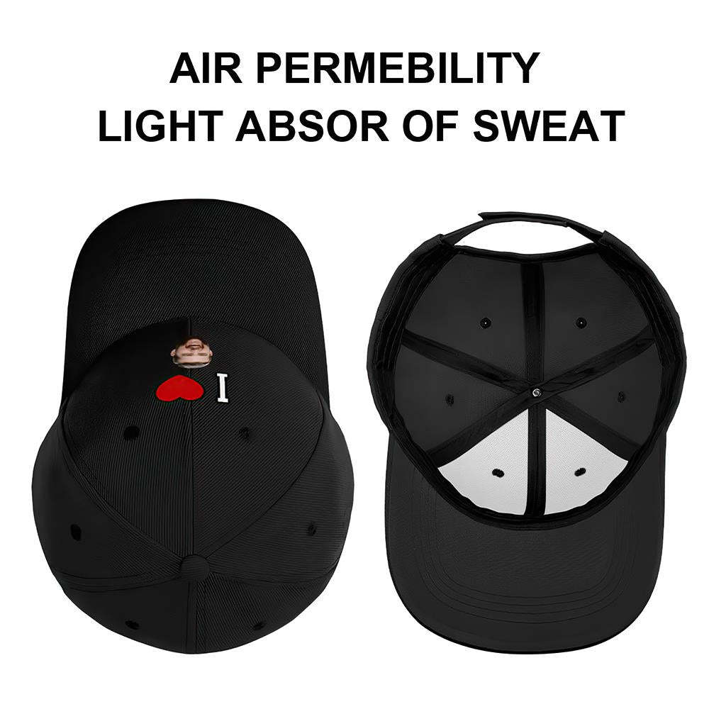 Custom Cap Personalised Face Baseball Caps Adults Unisex Printed Fashion Caps Gift - I Love - MyFaceSocksAu