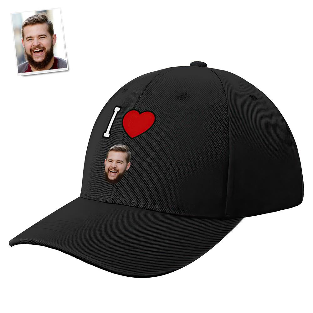 Custom Cap Personalised Face Baseball Caps Adults Unisex Printed Fashion Caps Gift - I Love - MyFaceSocksAu