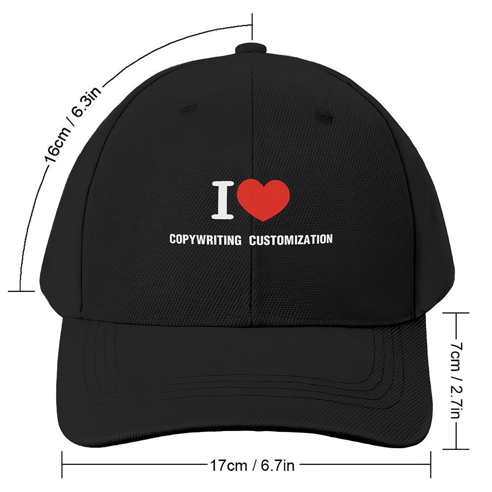 Custom Cap Personalised Baseball Caps with Text Adults Unisex Printed Fashion Caps Gift - I Love - MyFaceSocksAu