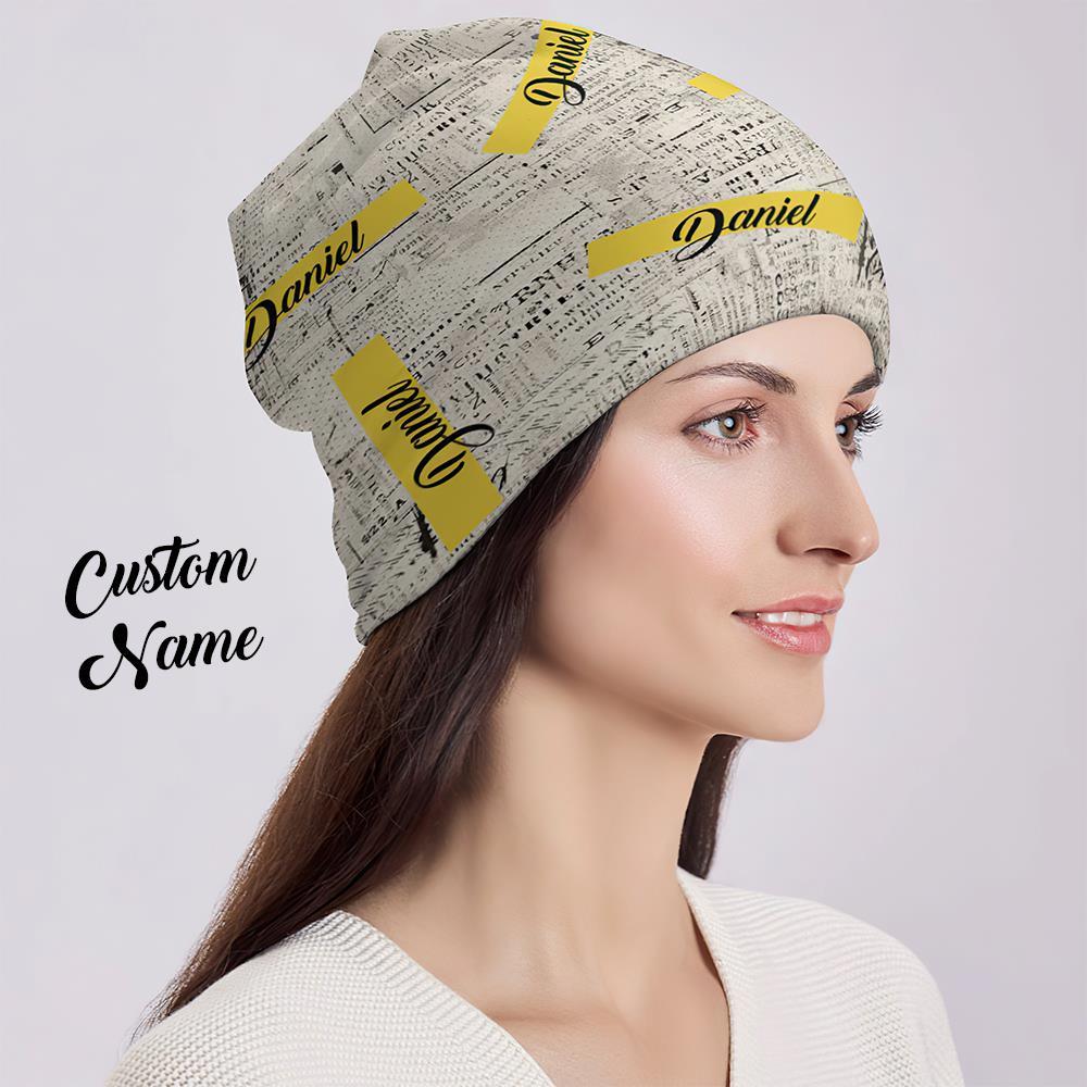 Custom Full Print Pullover Cap with Text Personalized Beanie Hats Gift for Lover - MyFaceSocksAu