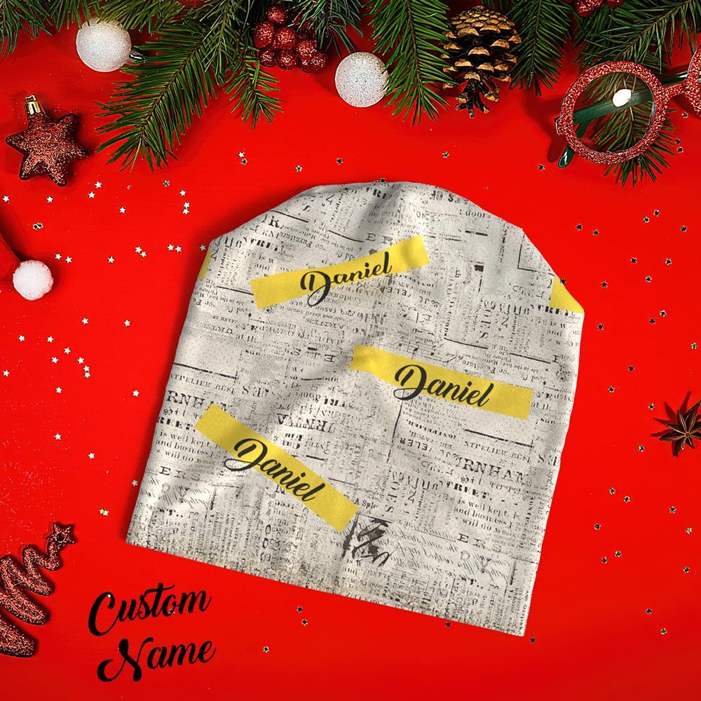 Custom Full Print Pullover Cap with Text Personalized Beanie Hats Gift for Lover - MyFaceSocksAu