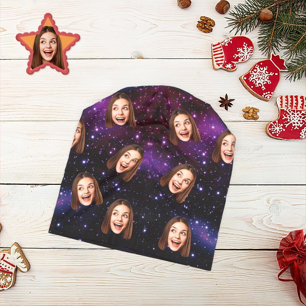 Custom Full Print Pullover Cap Personalized Photo Beanie Hats Gift for Her - Starry Sky - MyFaceSocksAu