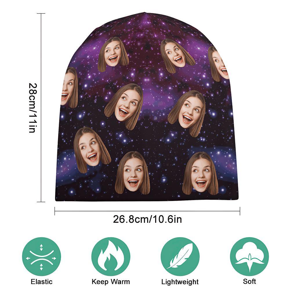 Custom Full Print Pullover Cap Personalized Photo Beanie Hats Gift for Her - Starry Sky - MyFaceSocksAu