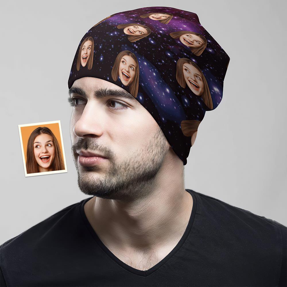 Custom Full Print Pullover Cap Personalized Photo Beanie Hats Gift for Her - Starry Sky - MyFaceSocksAu